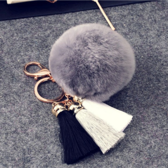 Cinderella's Closet Accessories - Chic Rabbit Fur Pom Pom with Tassels